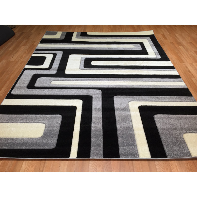 Rug Tycoon Abstract Black/Gray/White Area Rug Wayfair